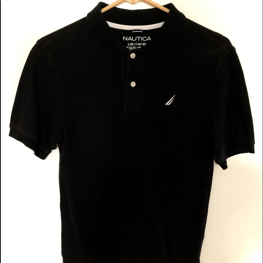 boys size LARGE - black & white ,  NAUTICA polo